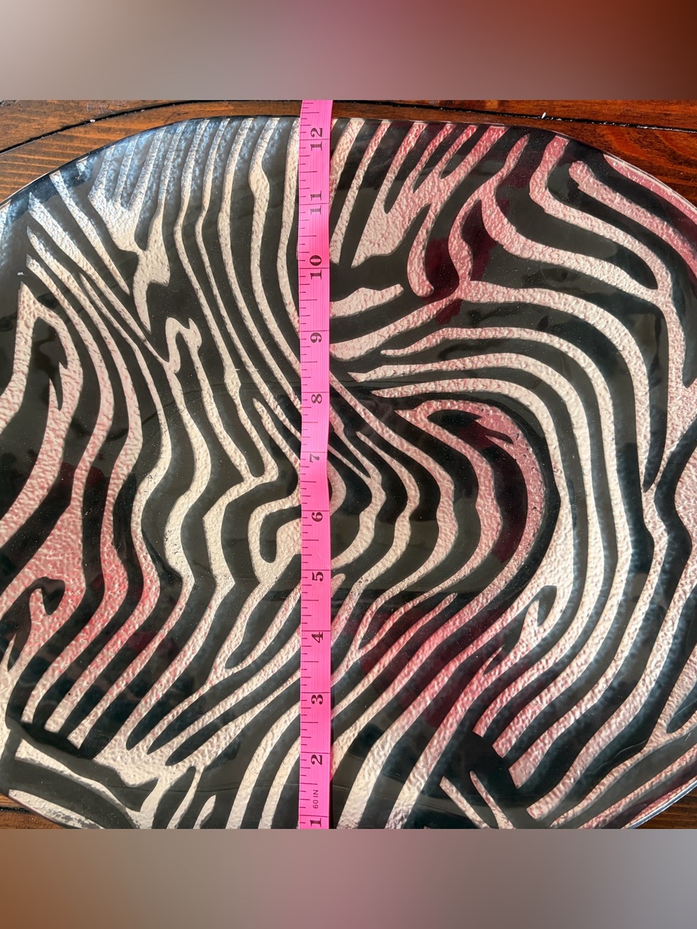 Decorative Zebra Stripe Glass Tray - Black and White - Picture 6 of 8